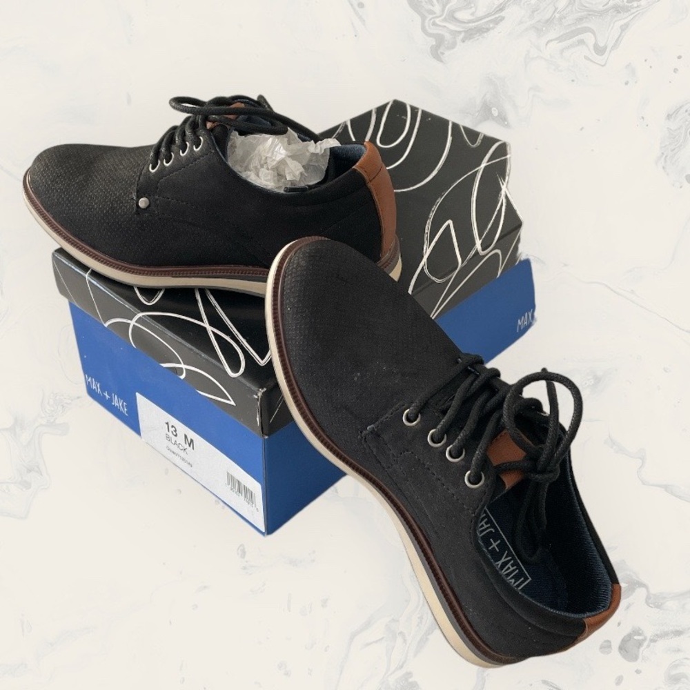 Max + Jack Boys Black Owen Dress Shoes Size 13M New